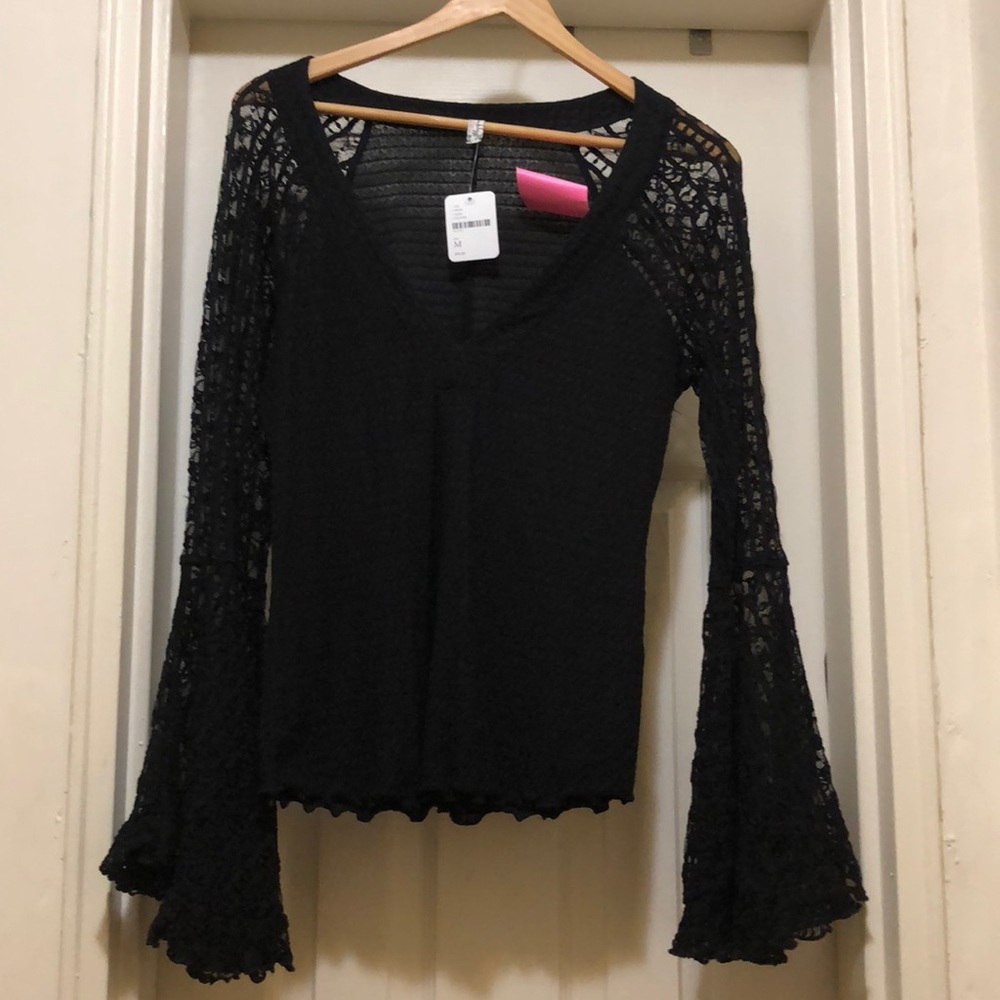 NWT Black lace Free People top